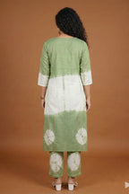 Olive Green Shibori Dyed Straight Kurta Set