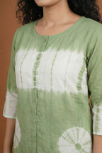Olive Green Shibori Dyed Straight Kurta Set