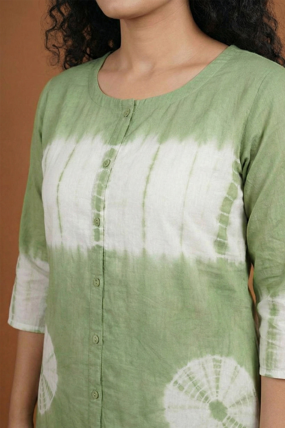Olive Green Shibori Dyed Straight Kurta Set