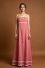 Pink Gingham Maxi Dress with Lace Trim