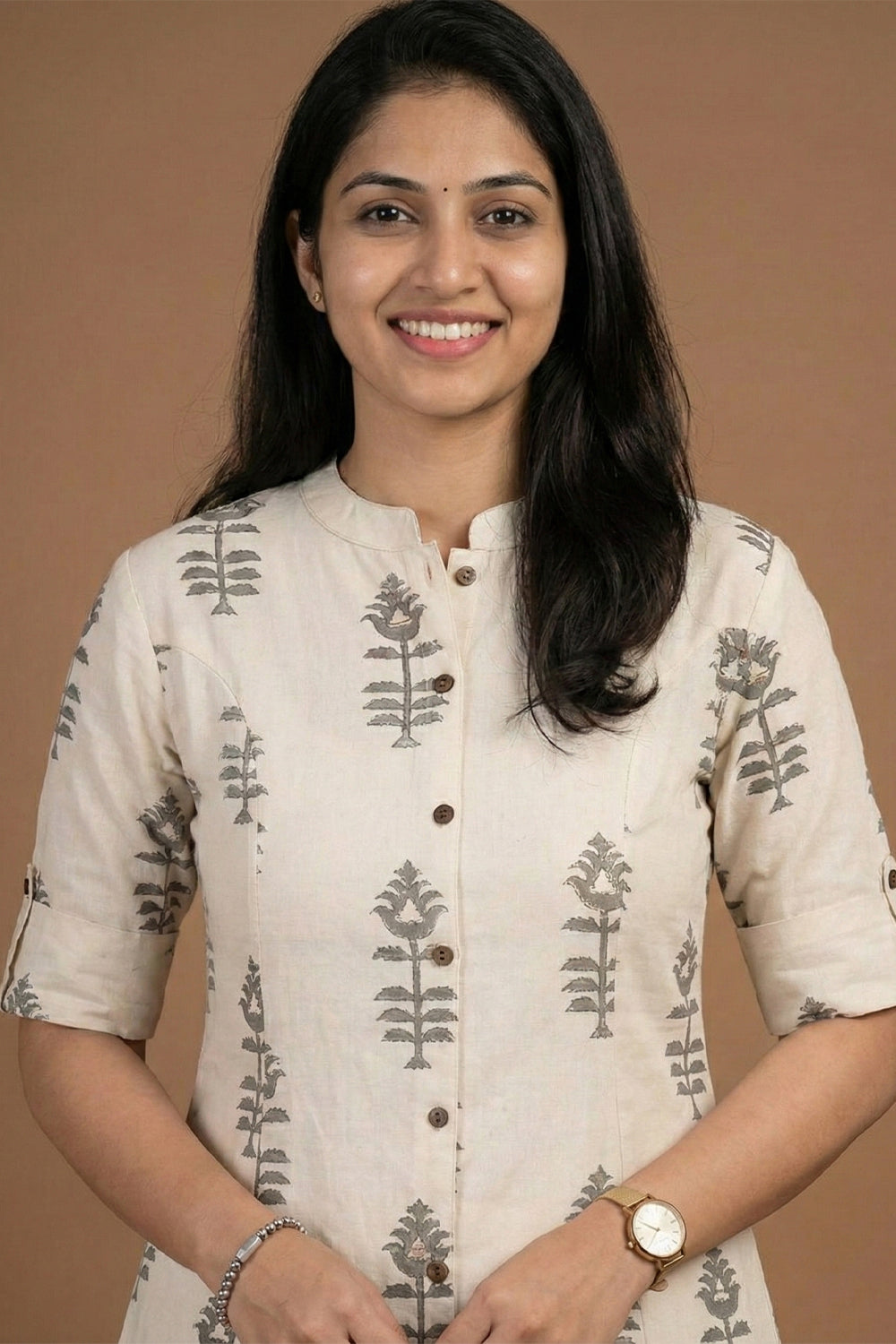 Ivory Handblock Print Cotton Straight Kurta Set