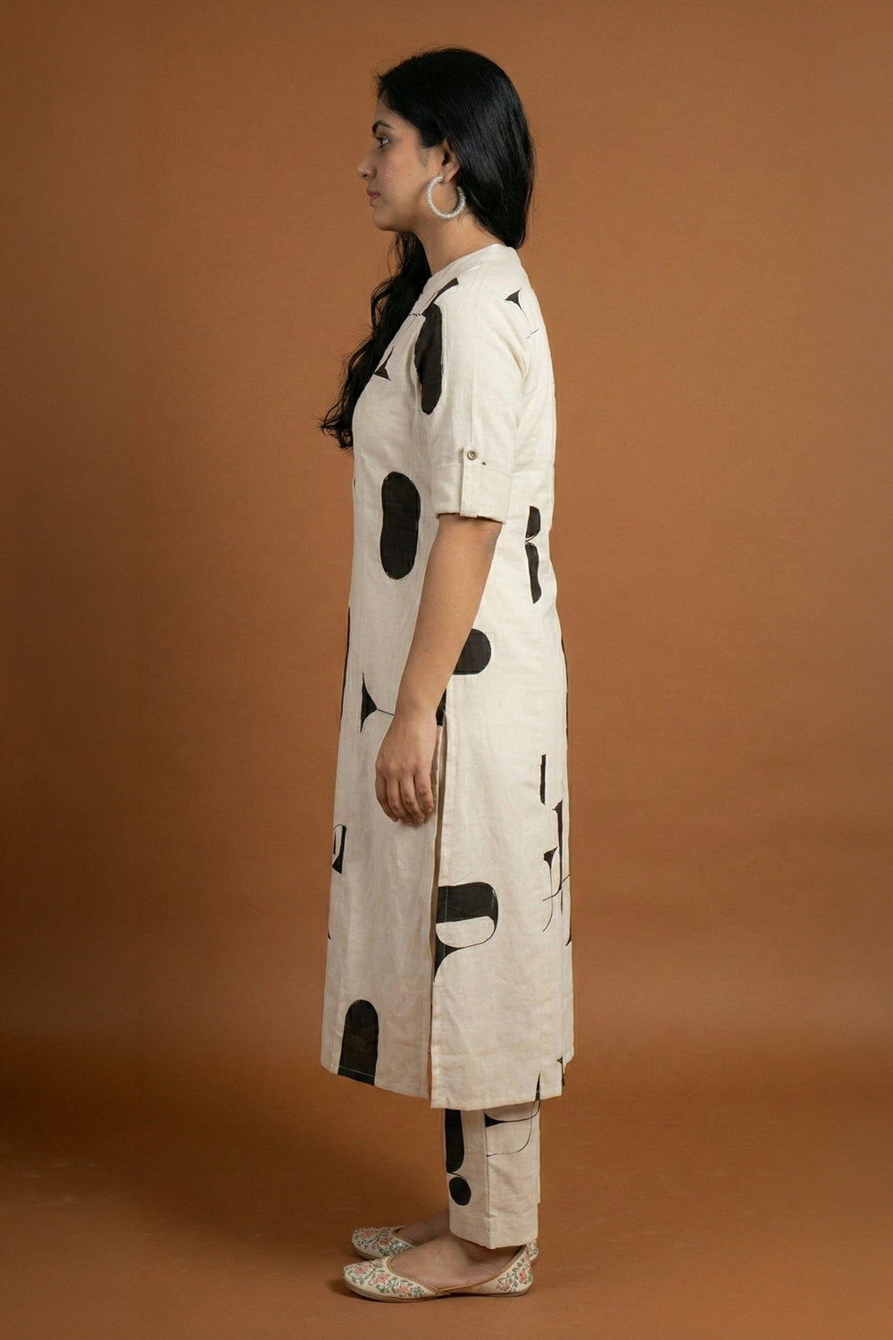 Ivory Abstract Muse Button-Down Kurta Set (Medium -3XL)