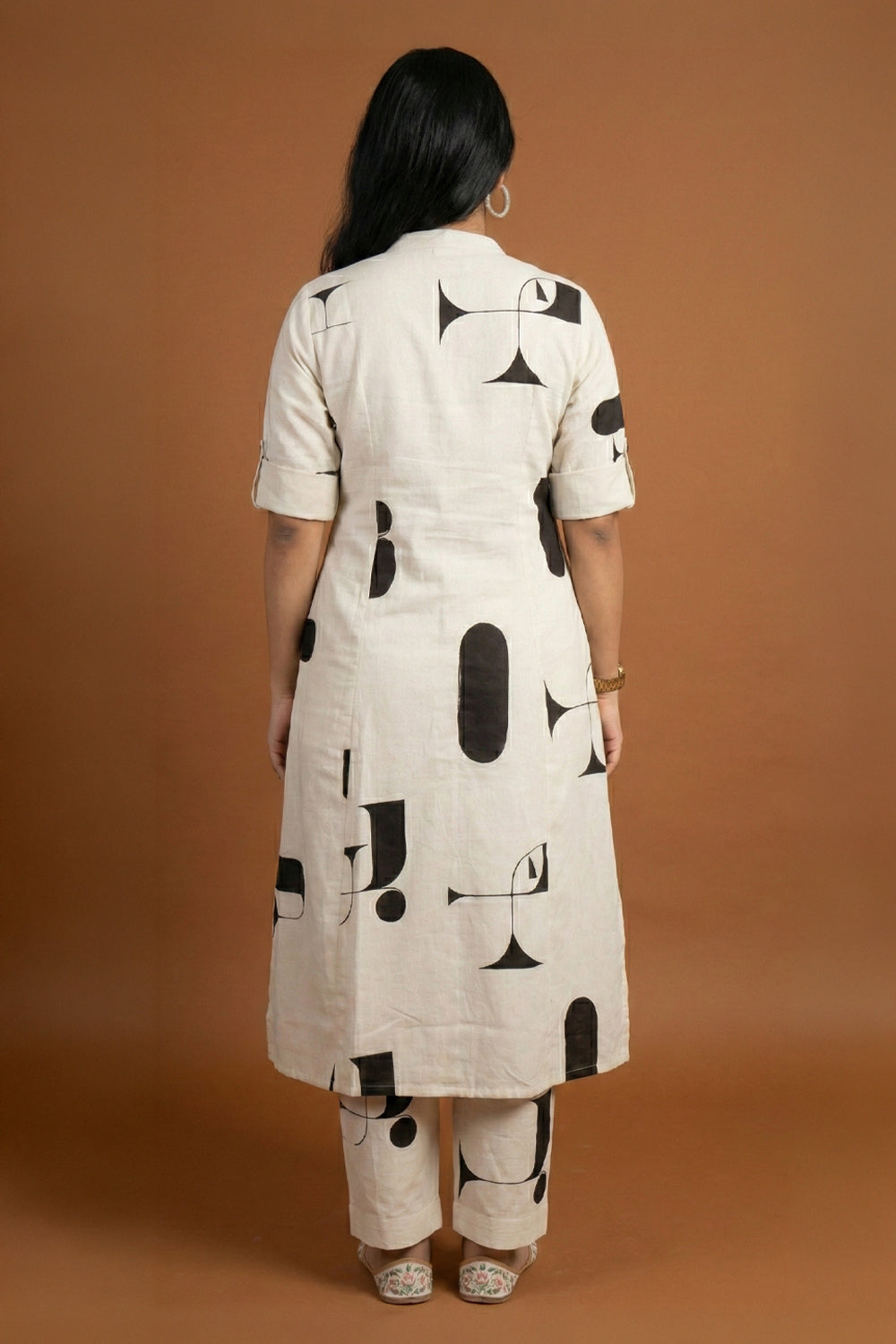 Ivory Abstract Muse Button-Down Kurta Set (Medium -3XL)